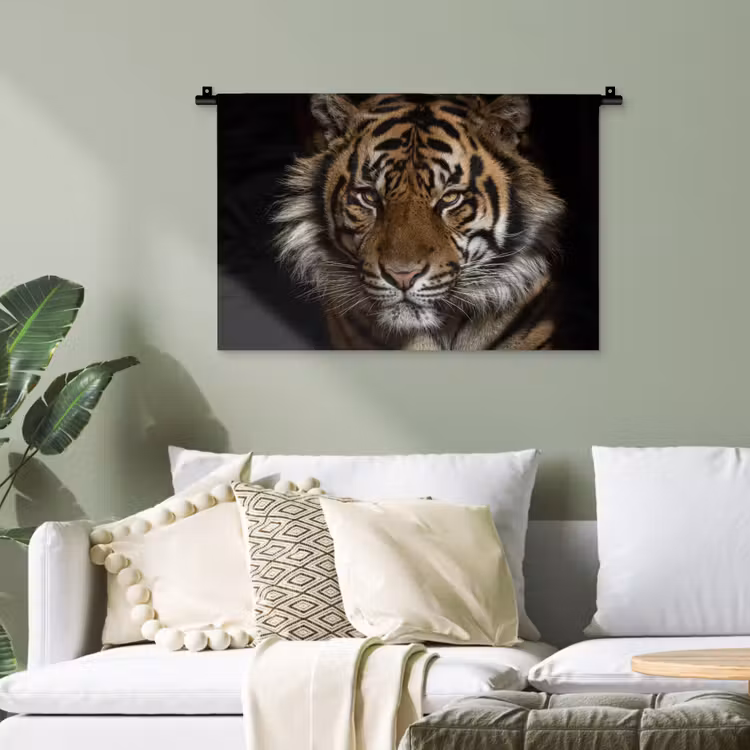 Tijger - Wilde dieren - Portret Wandkleed katoen klein -sfeer7