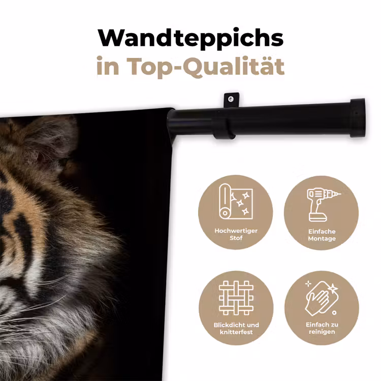 Tijger - Wilde dieren - Portret Wandkleed katoen klein -tsfeer2_DE