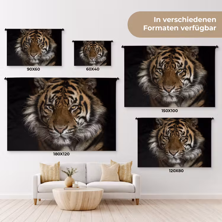 Tijger - Wilde dieren - Portret Wandkleed katoen klein -tsfeer8_DE