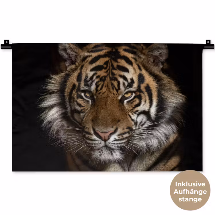 Tijger - Wilde dieren - Portret Wandkleed katoen klein -t3d_DE