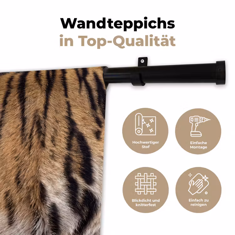 Tijgervacht - Klassiek - Zwart Wandkleed katoen klein -tsfeer2_DE