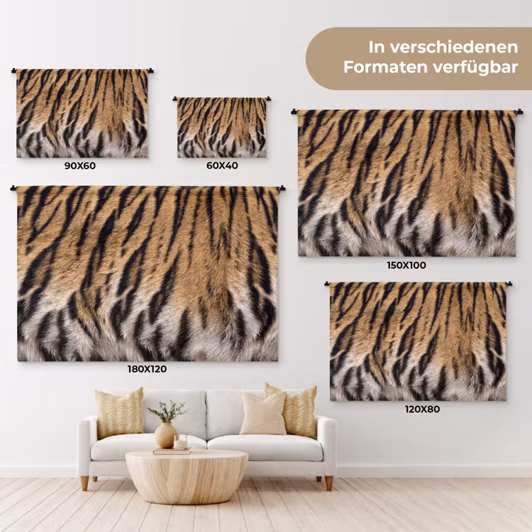 Tijgervacht - Klassiek - Zwart Wandkleed katoen klein -tsfeer8_DE