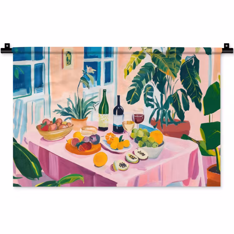 Tafel - Wijn - Fruit Wandkleed katoen klein -zz3d