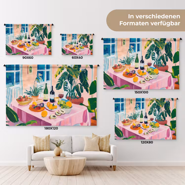 Tafel - Wijn - Fruit Wandkleed katoen klein -tsfeer8_DE