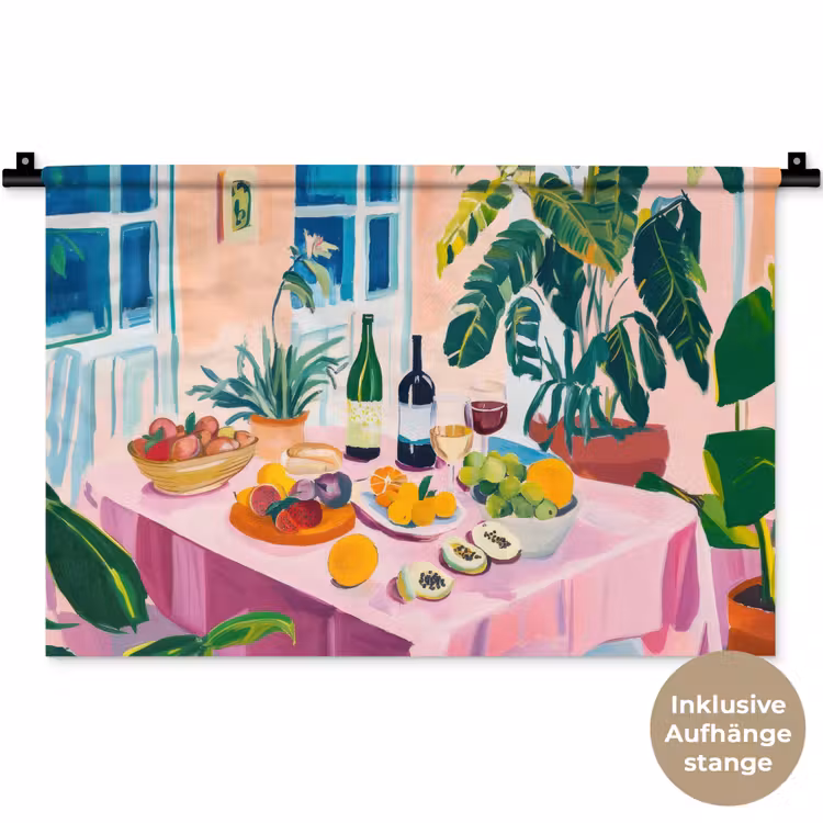 Tafel - Wijn - Fruit Wandkleed katoen klein -t3d_DE