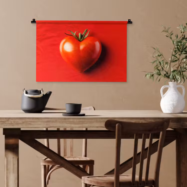 Tomaat - Rood - Hart Wandkleed katoen klein -sfeer6