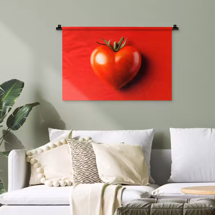 Tomaat - Rood - Hart Wandkleed katoen klein -sfeer7