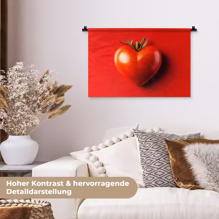 Tomaat - Rood - Hart Wandkleed katoen klein -tsfeer1_DE