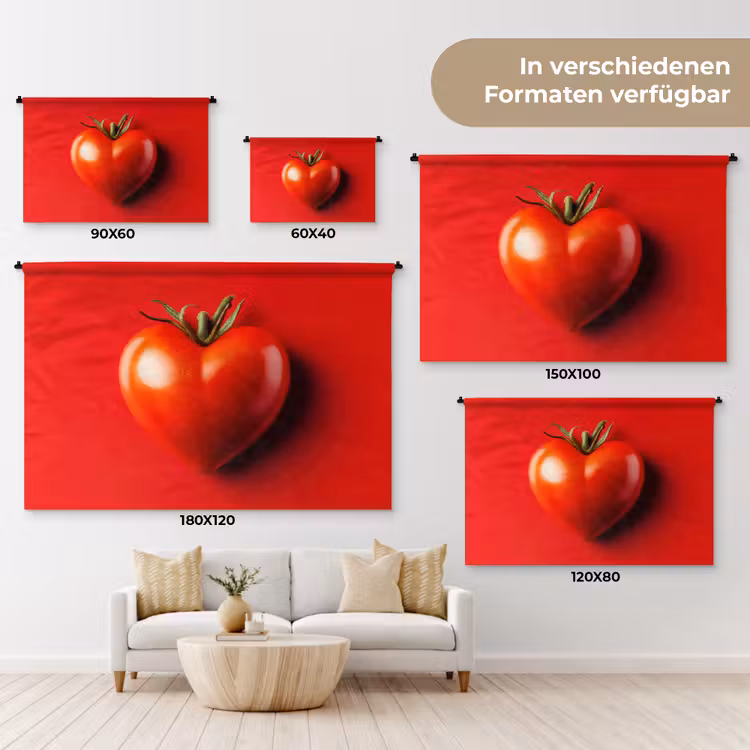 Tomaat - Rood - Hart Wandkleed katoen klein -tsfeer8_DE