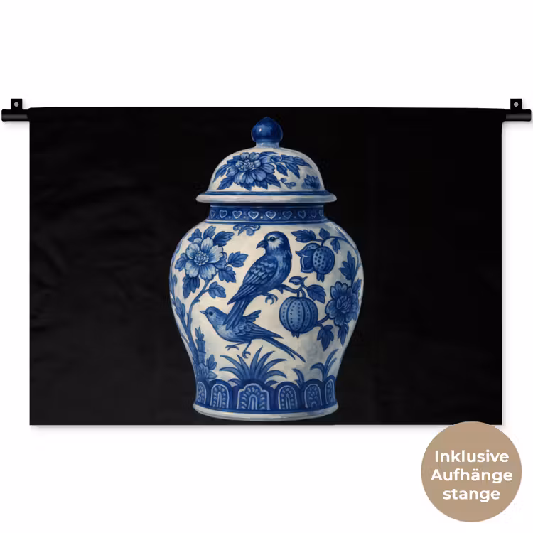 Pot - Delfts Blauw - Bloemen Wandkleed katoen klein -t3d_DE