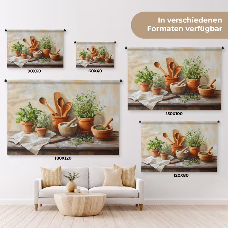 Potten - Kruiden - Hout Wandkleed katoen klein -tsfeer8_DE