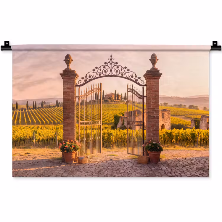 Poort - Landschap - Platteland - Zonlicht - Warm Wandkleed katoen klein -zz3d