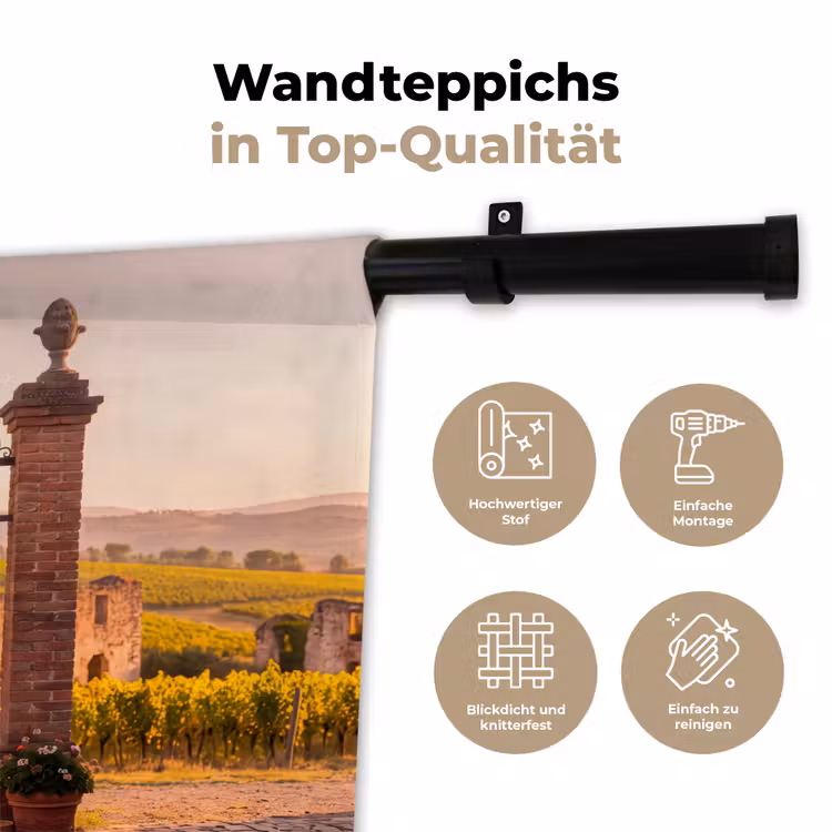 Poort - Landschap - Platteland - Zonlicht - Warm Wandkleed katoen klein -tsfeer2_DE