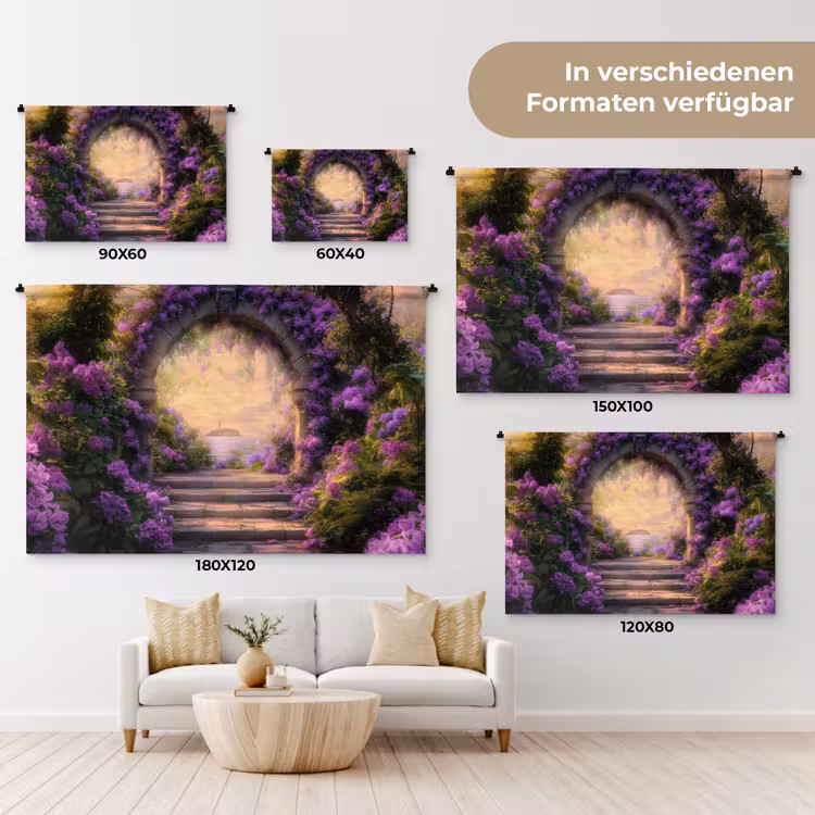 Poort - Paars - Bloemen Wandkleed katoen klein -tsfeer8_DE