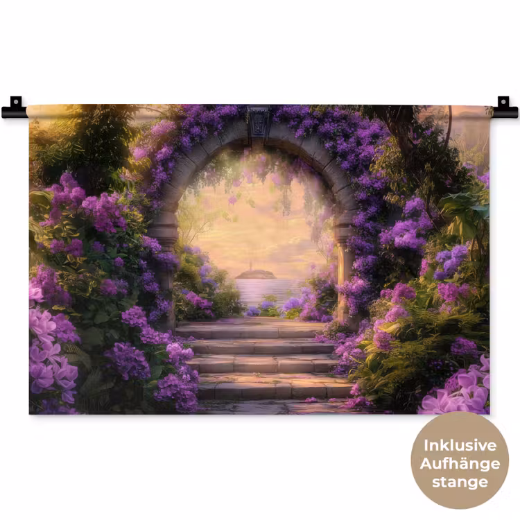 Poort - Paars - Bloemen Wandkleed katoen klein -t3d_DE