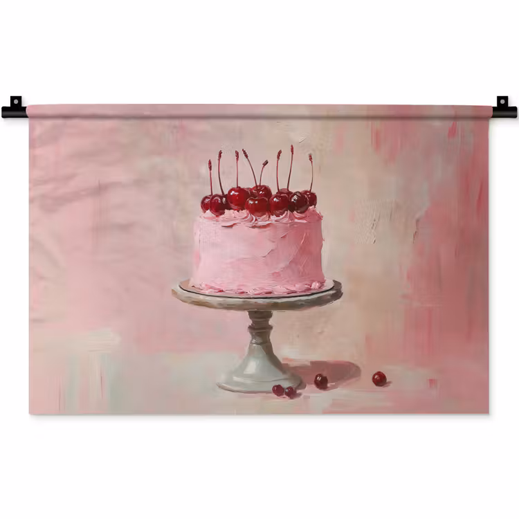 Taart - Pink - Cherry Wandkleed katoen klein -zz3d