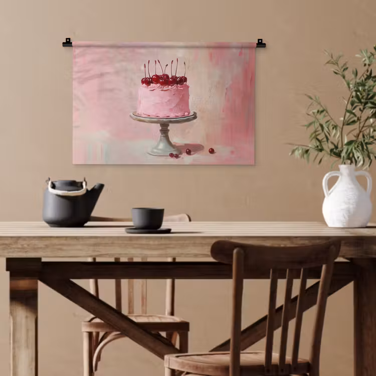 Taart - Pink - Cherry Wandkleed katoen klein -sfeer6