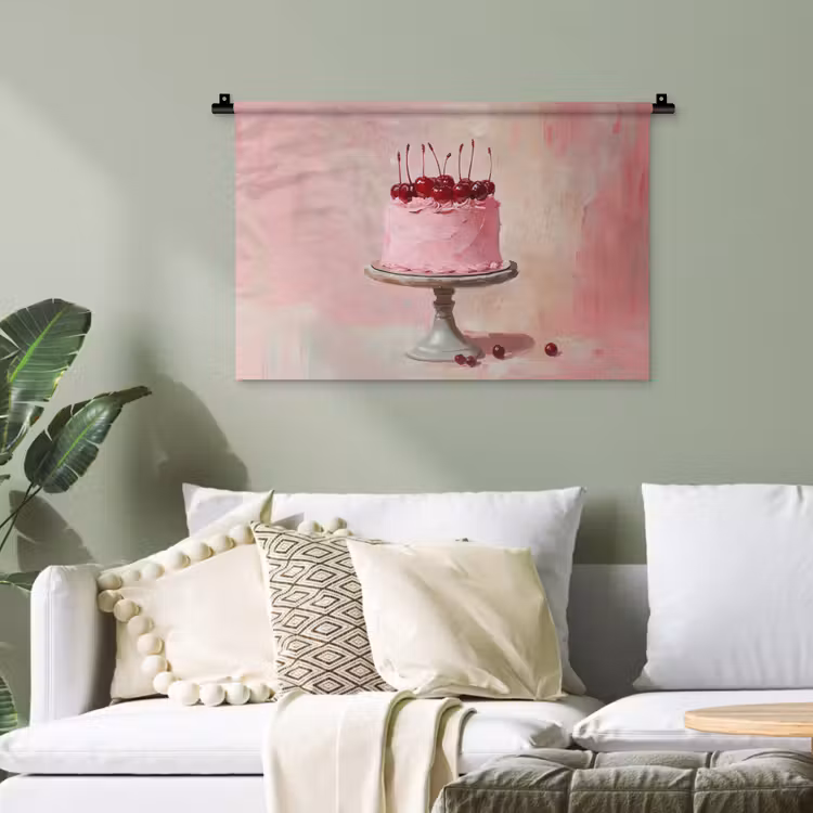 Taart - Pink - Cherry Wandkleed katoen klein -sfeer7