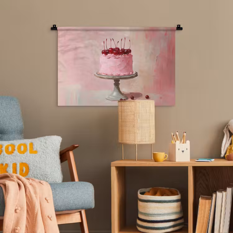 Taart - Pink - Cherry Wandkleed katoen klein -wsfeer4_kind