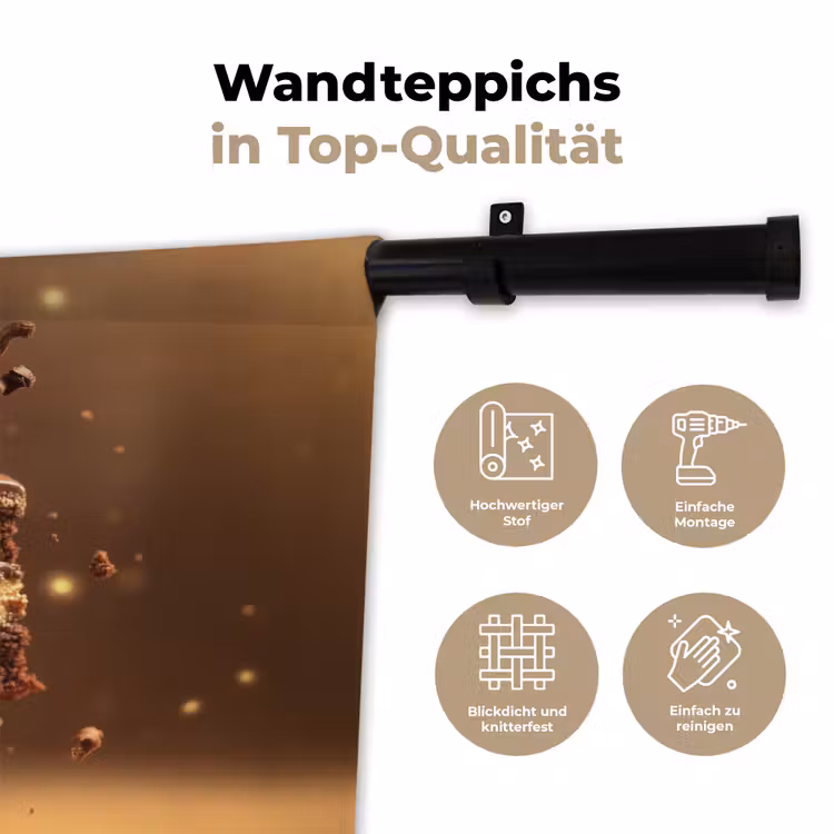 Taart - Chocolade - Eten - Brownie Wandkleed katoen klein -tsfeer2_DE