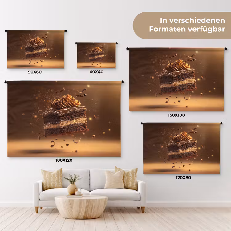 Taart - Chocolade - Eten - Brownie Wandkleed katoen klein -tsfeer8_DE
