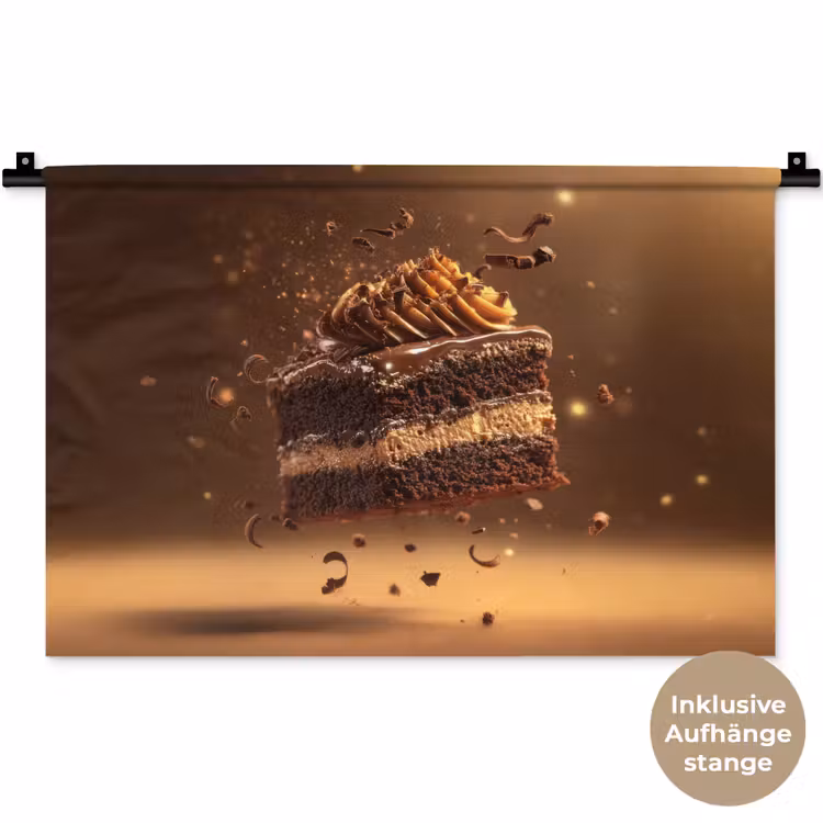 Taart - Chocolade - Eten - Brownie Wandkleed katoen klein -t3d_DE
