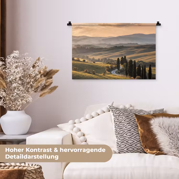 Toscaans - Landschap - Heuvels Wandkleed katoen klein -tsfeer1_DE