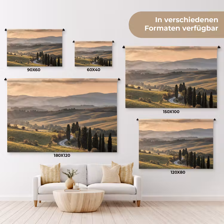 Toscaans - Landschap - Heuvels Wandkleed katoen klein -tsfeer8_DE