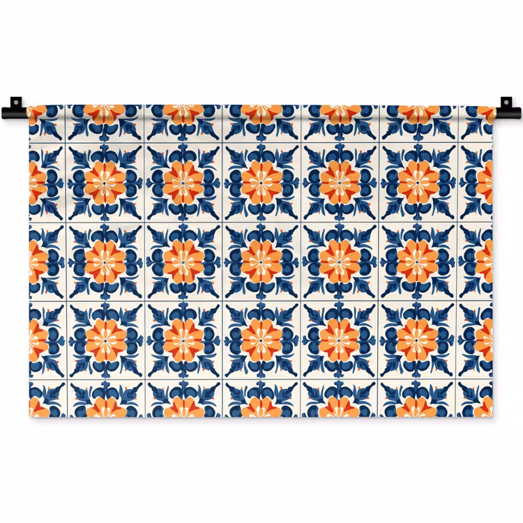 Traditioneel - Tegel - Oranje Wandkleed katoen klein 269 -zz3d