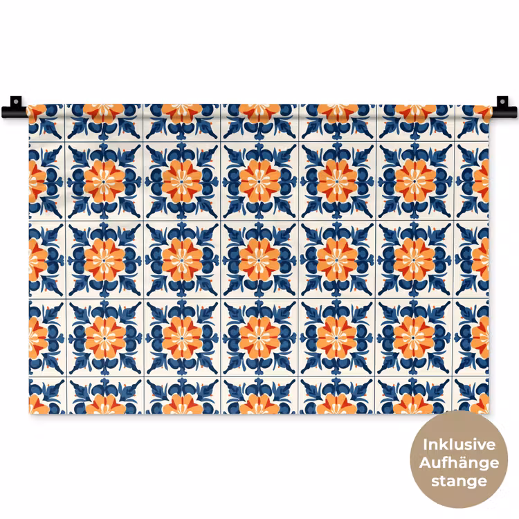 Traditioneel - Tegel - Oranje Wandkleed katoen klein 269 -t3d_DE