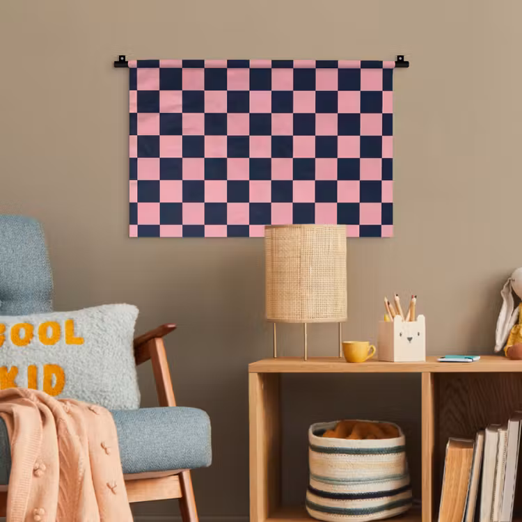 Traditioneel - Patroon - Blauw - Roze Wandkleed katoen klein 269 -wsfeer4_kind