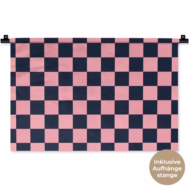 Traditioneel - Patroon - Blauw - Roze Wandkleed katoen klein 269 -t3d_DE