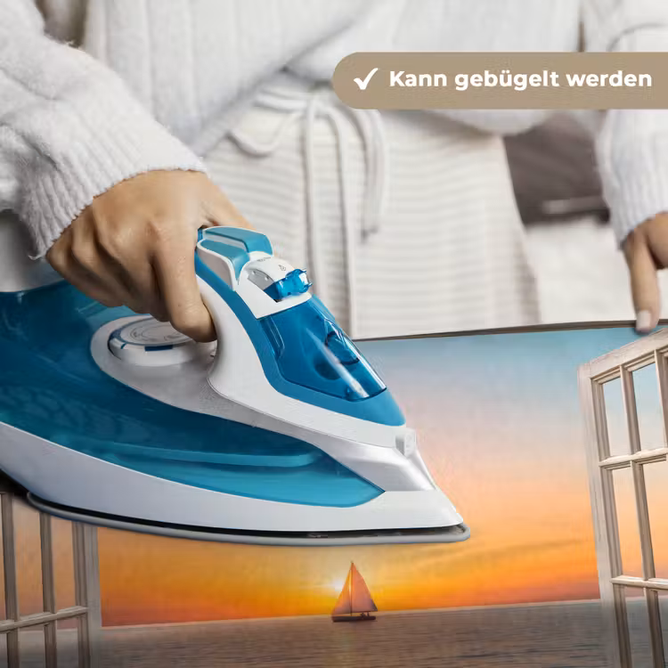 Doorkijk - Zee - Boot - Zonsondergang Wandkleed katoen klein -tsfeer9_DE