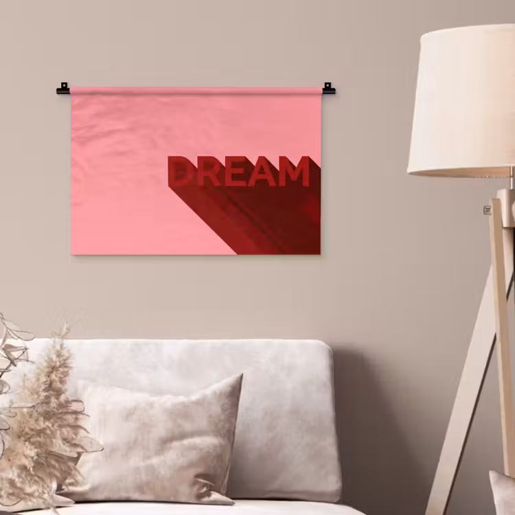 Dream - 3D - Rood - Roze Wandkleed katoen klein -sfeer4