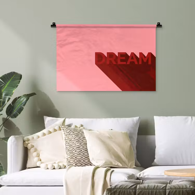 Dream - 3D - Rood - Roze Wandkleed katoen klein -sfeer7