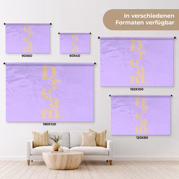Dream - Paars - Typografisch Wandkleed katoen klein -tsfeer8_DE