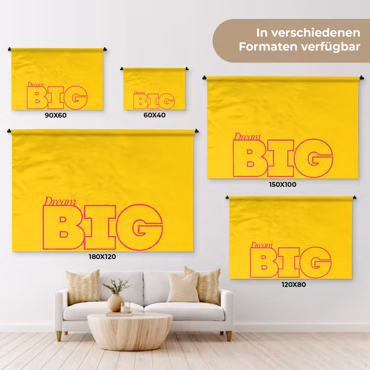 Dream big - Geel - Grafisch Wandkleed katoen klein -tsfeer8_DE