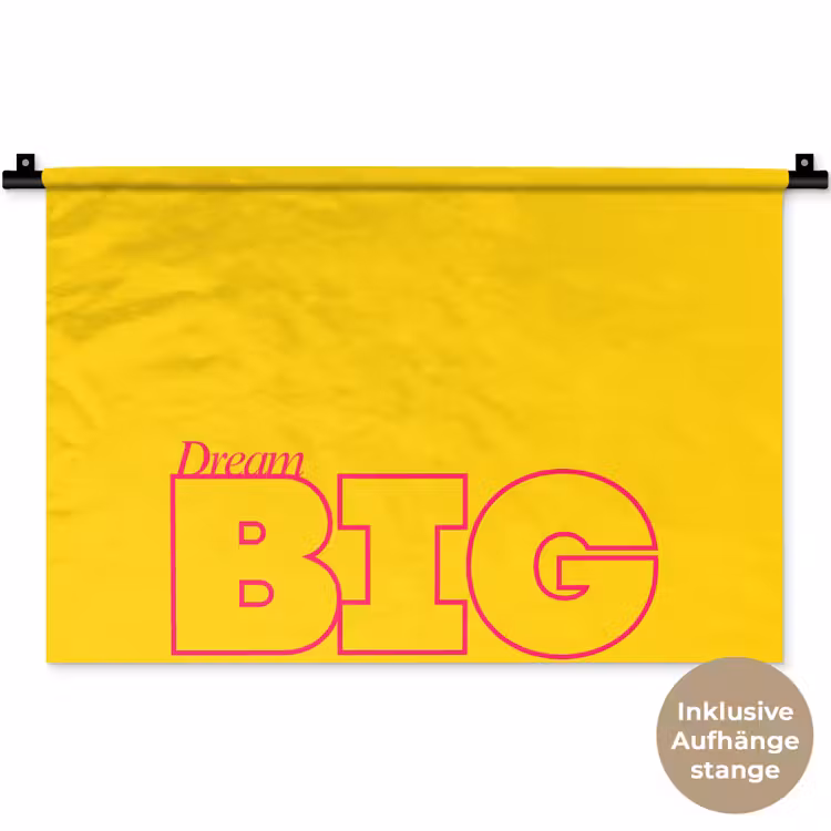 Dream big - Geel - Grafisch Wandkleed katoen klein -t3d_DE