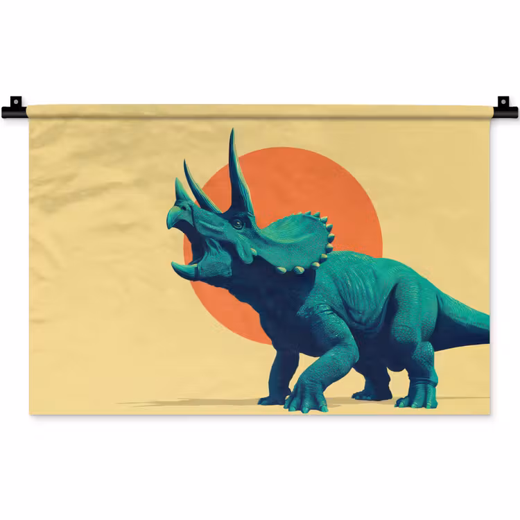 Triceratops - Cirkel - Oranje - Hoorns Wandkleed katoen klein -zz3d
