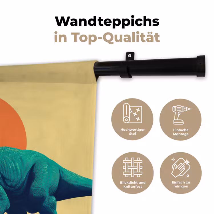 Triceratops - Cirkel - Oranje - Hoorns Wandkleed katoen klein -tsfeer2_DE