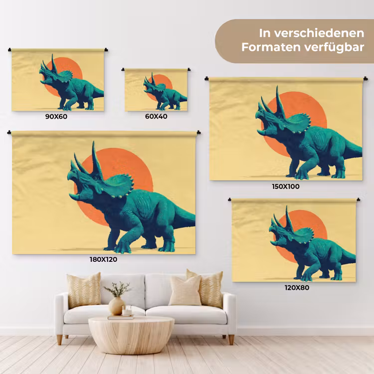 Triceratops - Cirkel - Oranje - Hoorns Wandkleed katoen klein -tsfeer8_DE