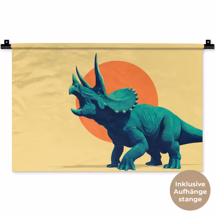 Triceratops - Cirkel - Oranje - Hoorns Wandkleed katoen klein -t3d_DE