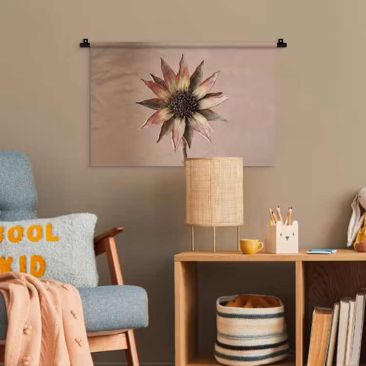 Droogbloem - Protea - Vintage - Beige - Rustiek Wandkleed katoen klein -wsfeer4_kind