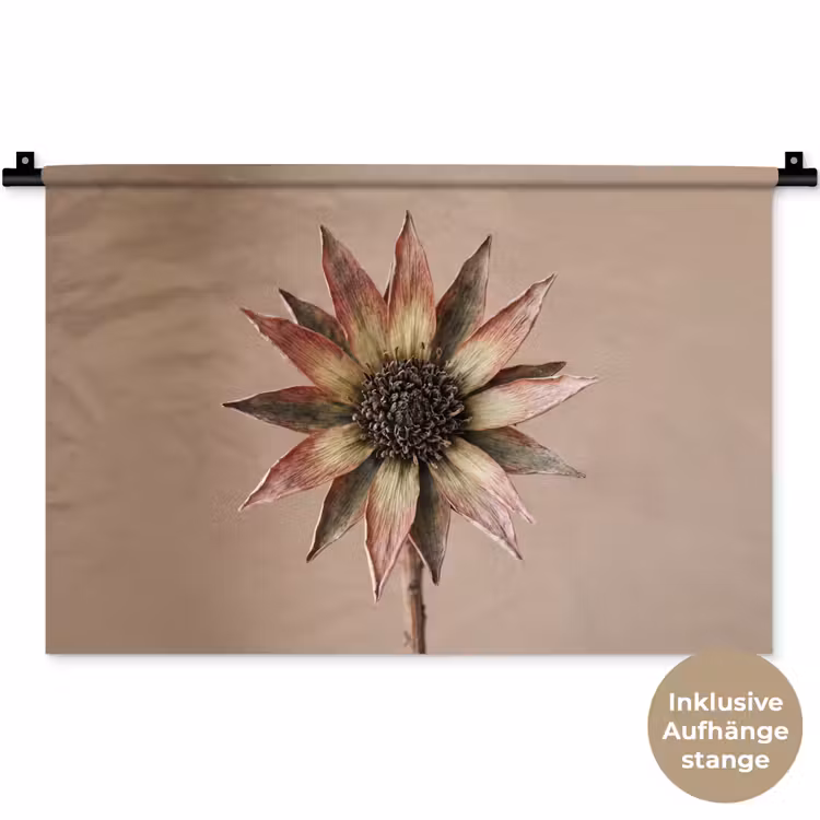 Droogbloem - Protea - Vintage - Beige - Rustiek Wandkleed katoen klein -t3d_DE