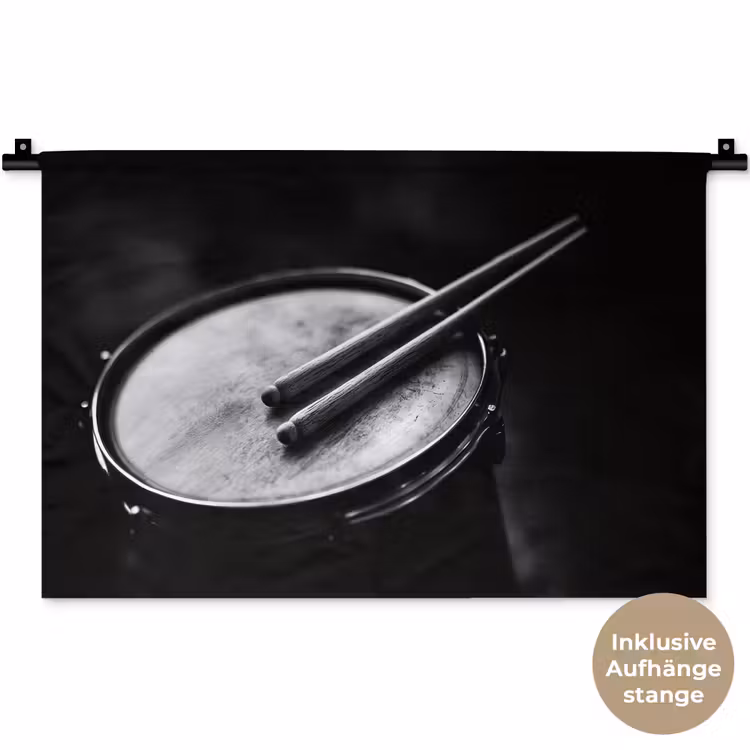 Trommel - Close-up - Drumstokken - Zwart Wandkleed katoen klein -t3d_DE