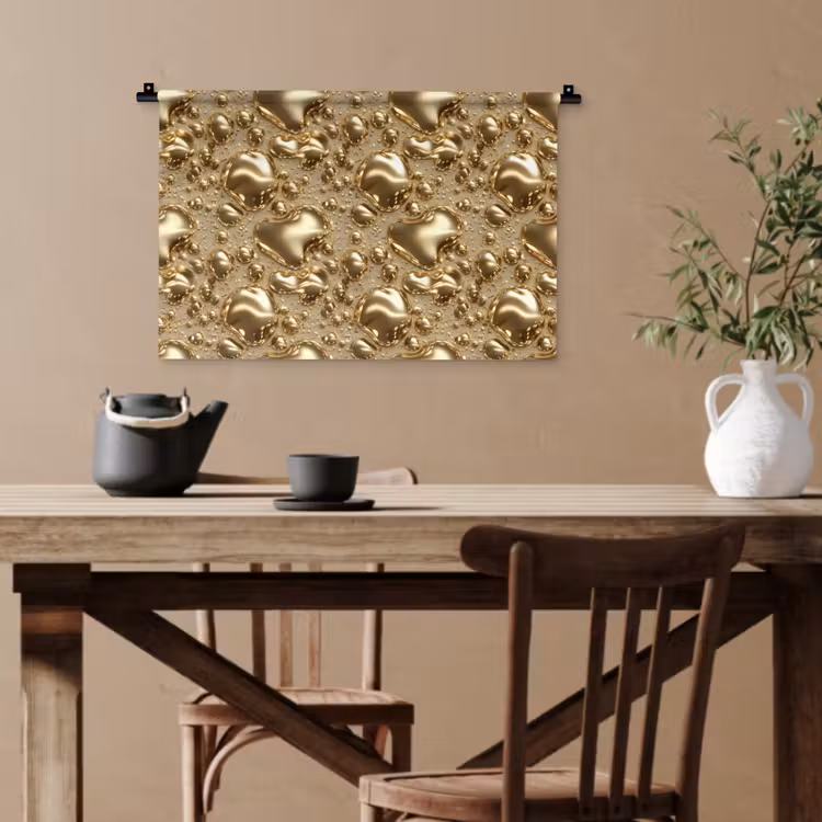 Druppels - Organisch - Goud Wandkleed katoen klein 269 -sfeer6