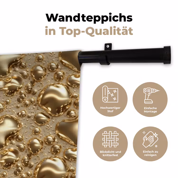 Druppels - Organisch - Goud Wandkleed katoen klein 269 -tsfeer2_DE
