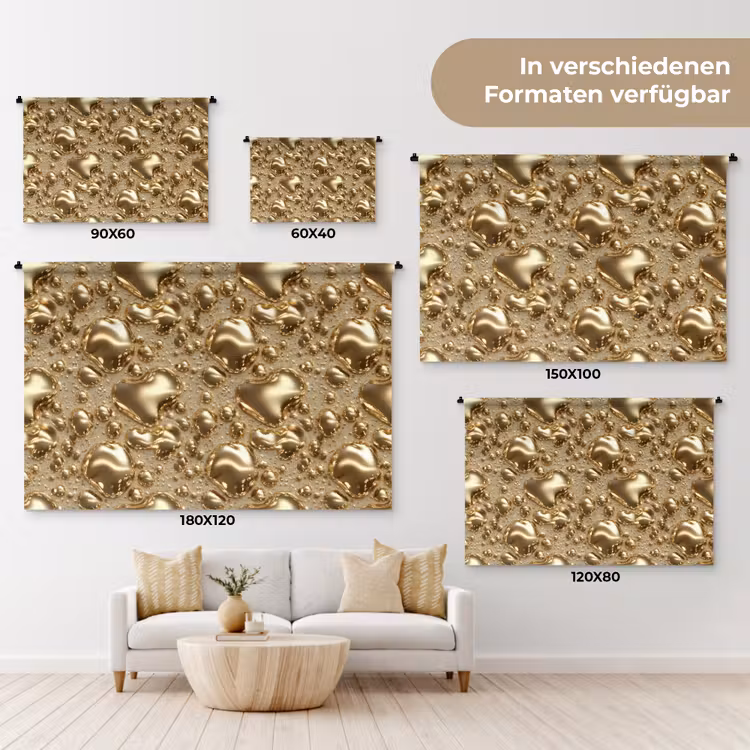 Druppels - Organisch - Goud Wandkleed katoen klein 269 -tsfeer8_DE