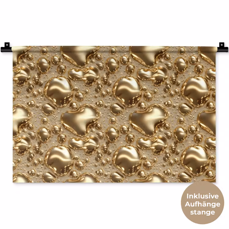 Druppels - Organisch - Goud Wandkleed katoen klein 269 -t3d_DE