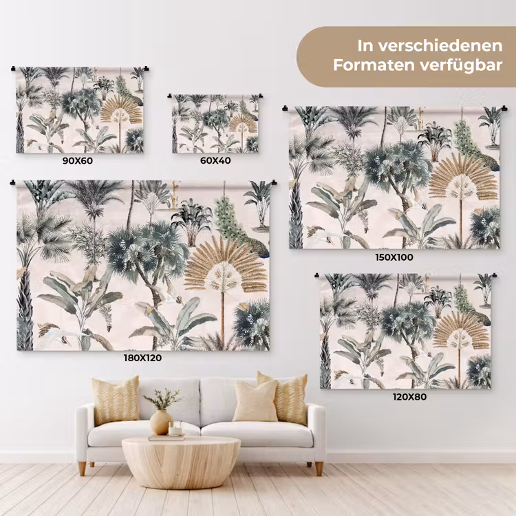 Tropisch - Bomen - Bladeren - Jungle Wandkleed katoen klein -tsfeer8_DE